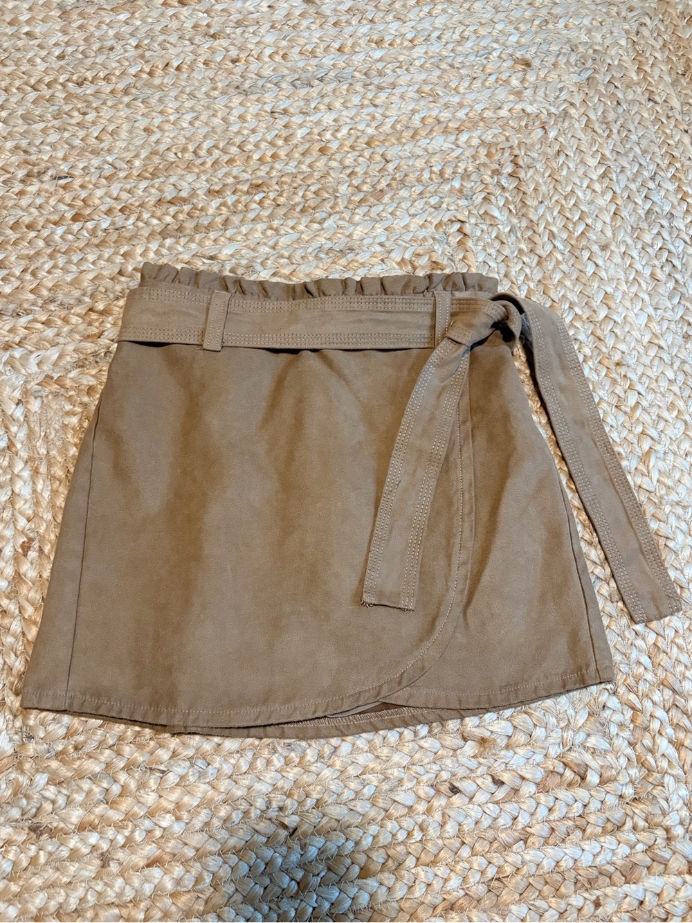 abercrombie kids Tan Faux Wrap Mini Skirt with Self-Tie